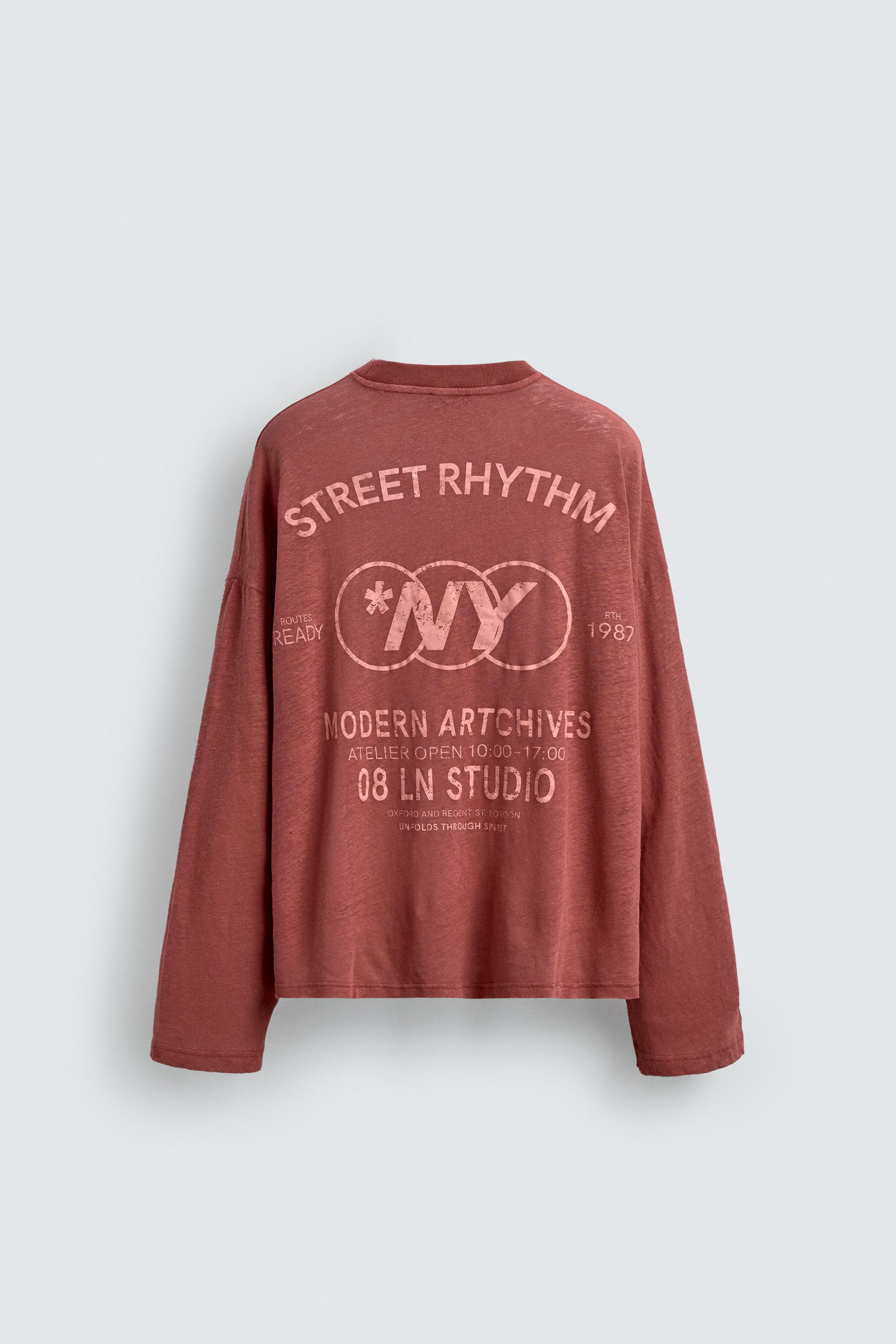 RELAXED FIT COTTON - LINEN TEXT T-SHIRT